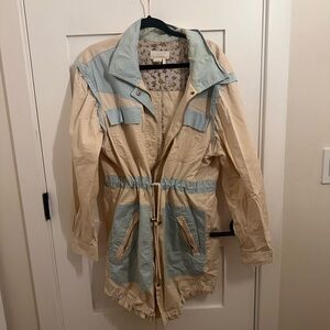 Anthropologie Beige and Light Blue Utility Jacket